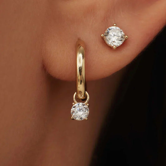 Boucles d'oreilles créoles avec pierres Larmes de Lune
