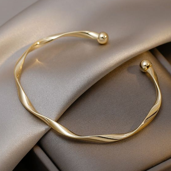 Bracelet rigide ouvert avec lignes tressées - Serena
