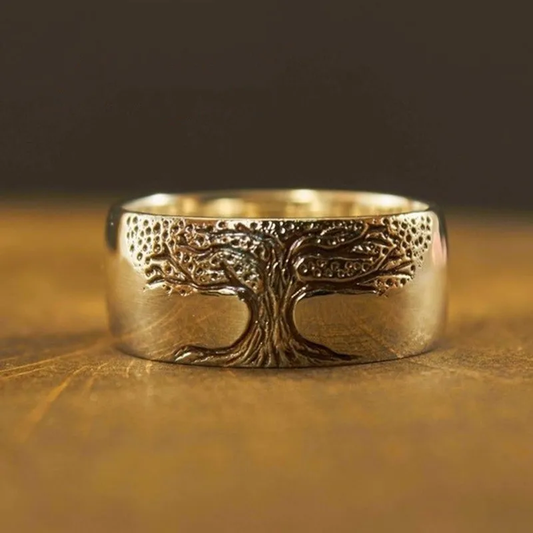 Bague vintage en forme d'arbre de vie en or