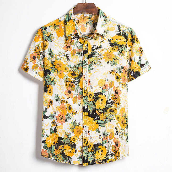 Chemise hawaïenne élégante pour hommes avec impression tournesol pour la plage