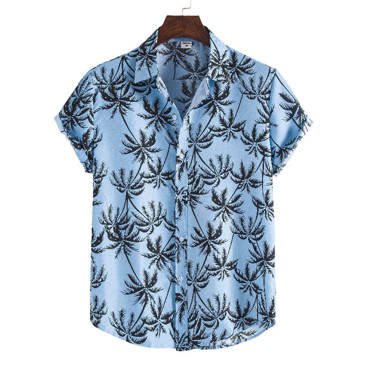 Chemise de vacances élégante pour hommes en coton avec impression de palmiers