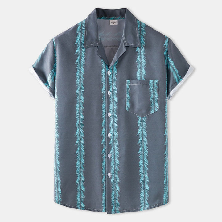 Chemise de vacances rayée imprimée pour homme