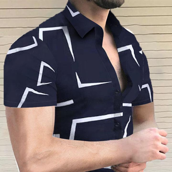 Chemise à manches courtes imprimée pour hommes, look revers