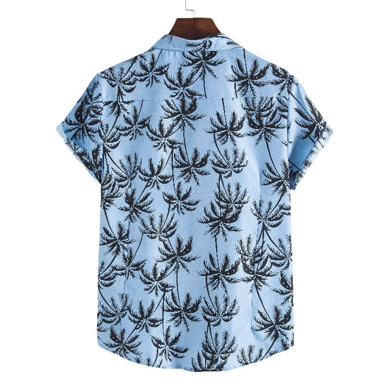 Chemise de vacances élégante pour hommes en coton avec impression de palmiers