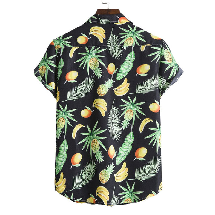 Chemise élégante à manches courtes en coton pour hommes avec impression de fruits