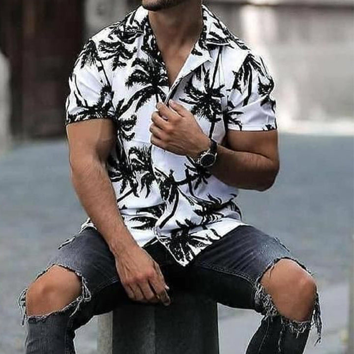 Chemise pour homme à coupe décontractée avec imprimé tropical