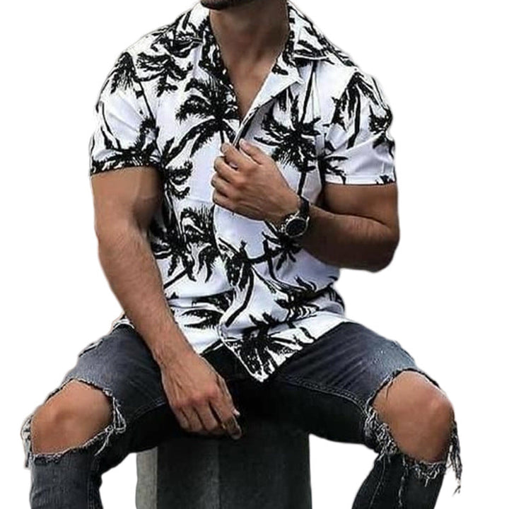 Chemise pour homme à coupe décontractée avec imprimé tropical