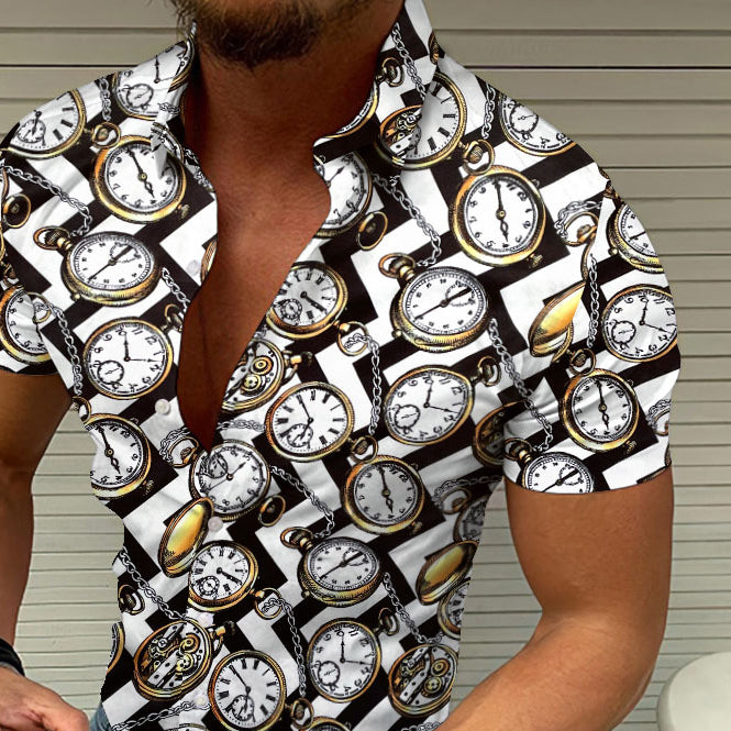 Chemise homme décontractée avec impression graphique ethno pour les loisirs