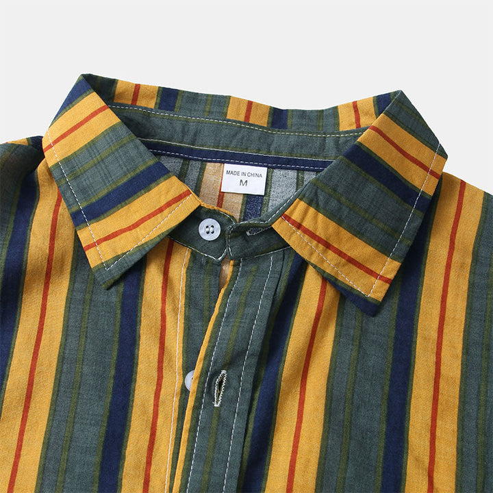 Chemise rayée à manches courtes pour hommes au look rétro