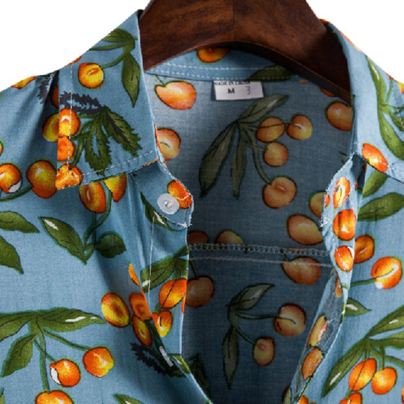 Chemise tropicale à manches courtes pour hommes en bleu