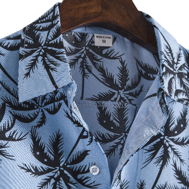 Chemise de vacances élégante pour hommes en coton avec impression de palmiers