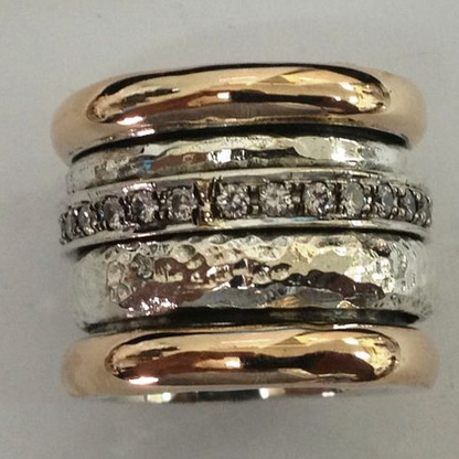 Bague en or épaisse et superposée de style vintage
