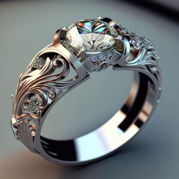 Bague en argent avec cristaux exotiques