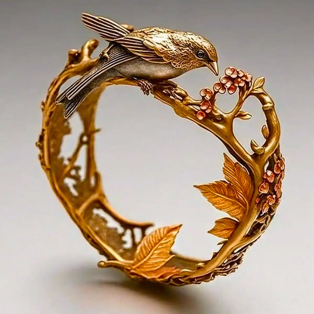 Bague vintage en or en forme de colibri