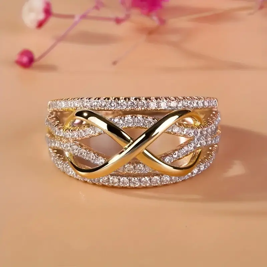 Bague Infinity en zirconium doré