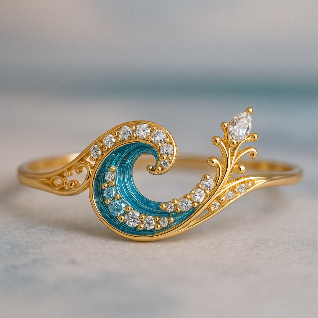 Bague Cyrstal Wave Ocean Bright