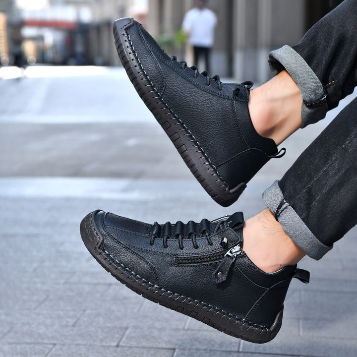 Baskets homme en cuir synthétique avec fermeture latérale style urbain - Aksel