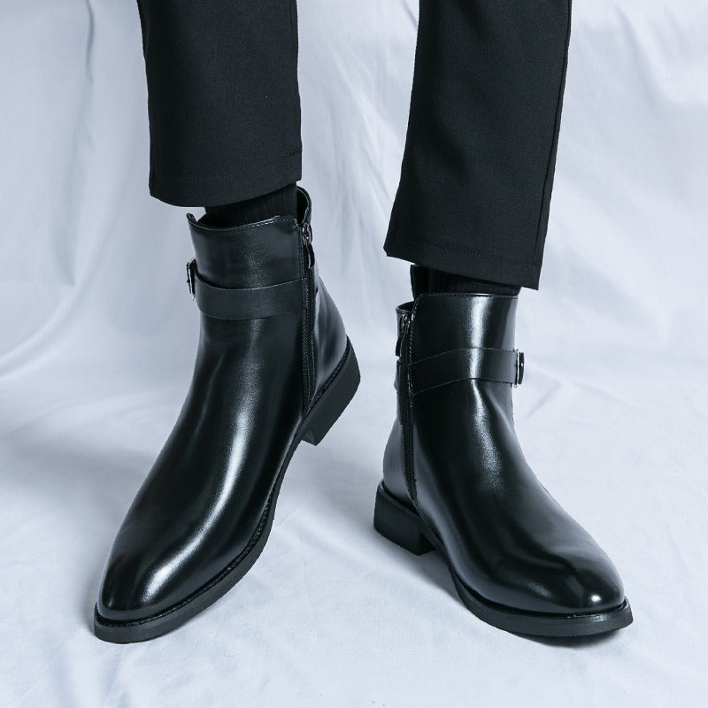 Bottines pour hommes en cuir synthétique avec boucle latérale - Sergio