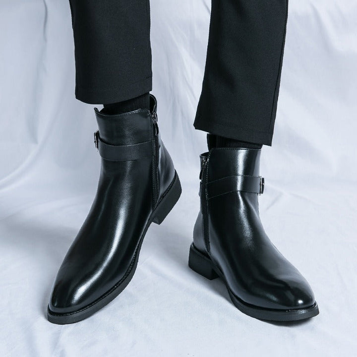 Bottines pour hommes en cuir synthétique avec boucle latérale - Sergio