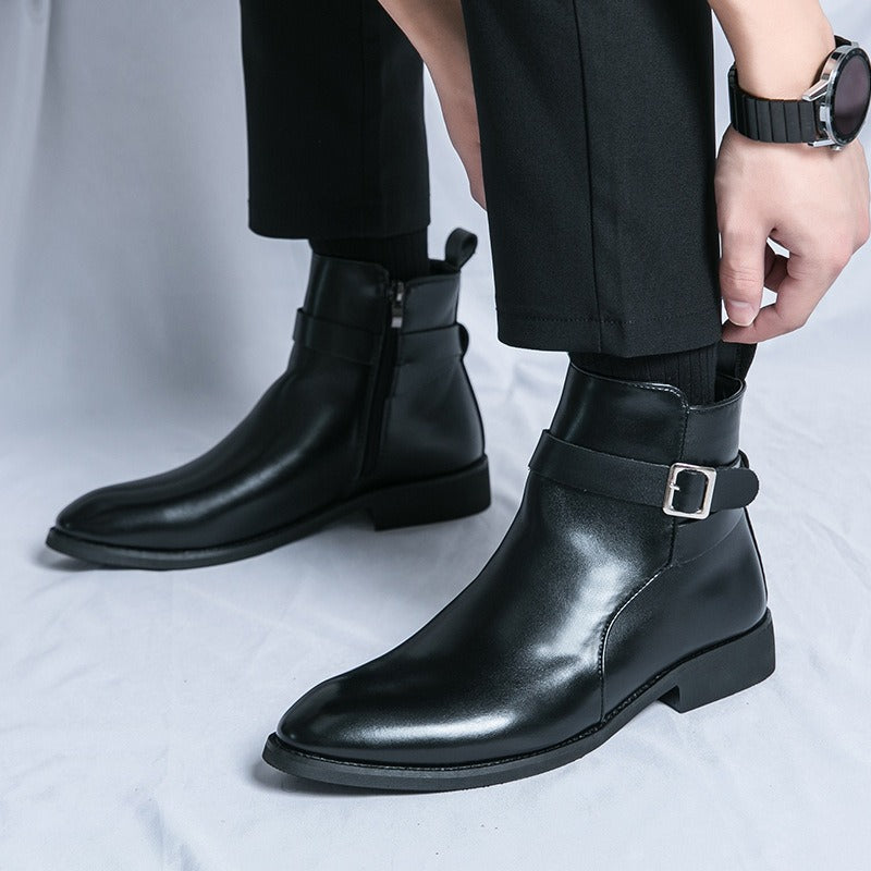 Bottines pour hommes en cuir synthétique avec boucle latérale - Sergio