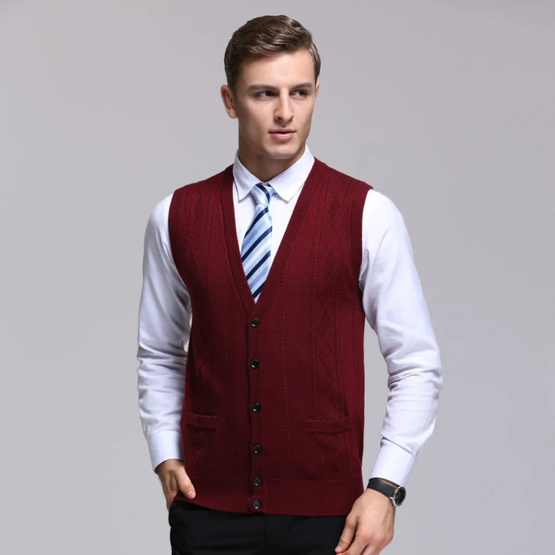 Gilet sans manches à côtes pour hommes, style formel - Edgar