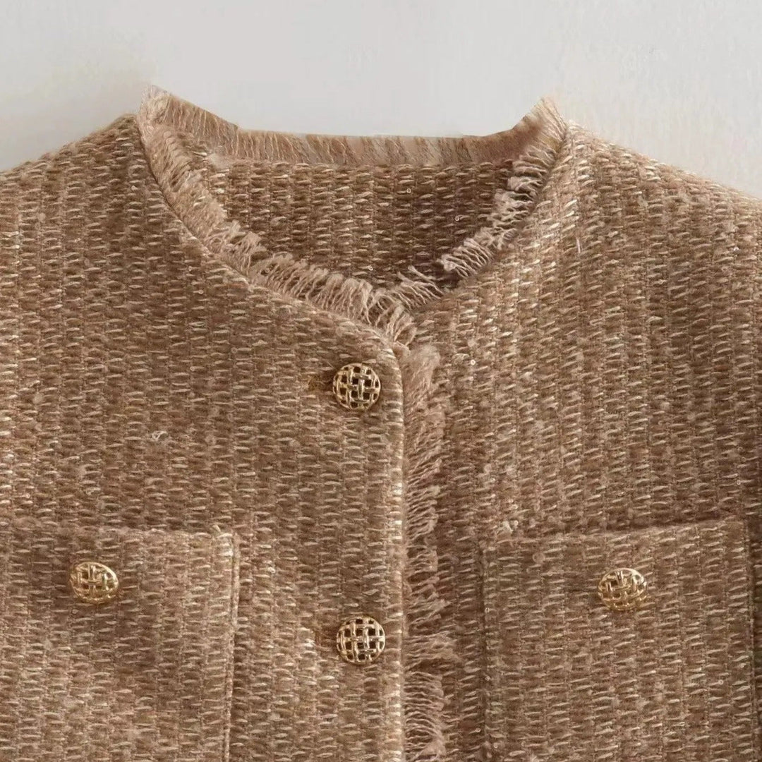 Veste double boutonnage en tweed classique pour femme - Heidy