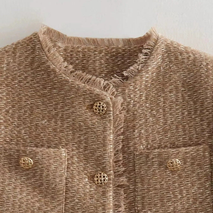 Veste double boutonnage en tweed classique pour femme - Heidy
