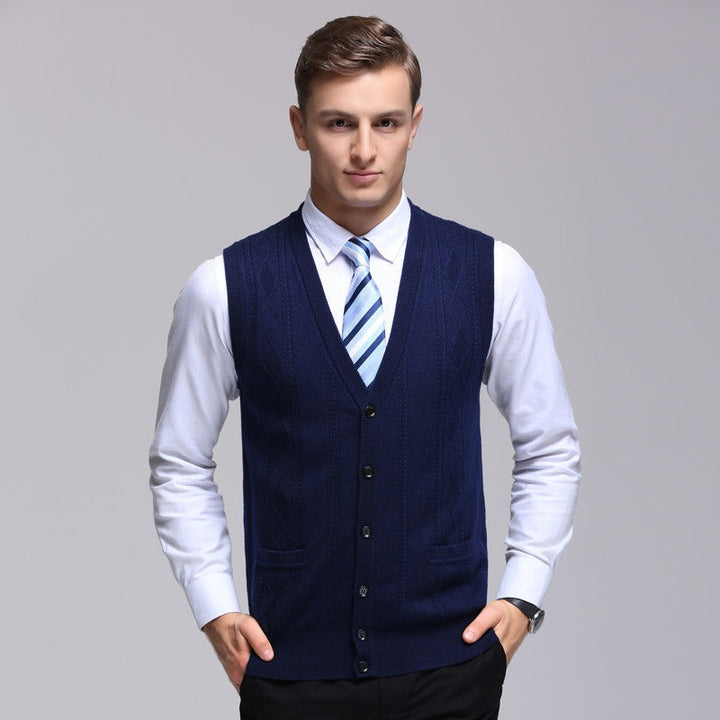 Gilet sans manches à côtes pour hommes, style formel - Edgar