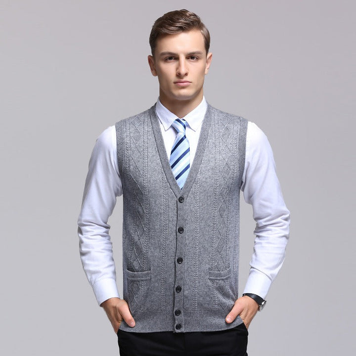 Gilet sans manches à côtes pour hommes, style formel - Edgar