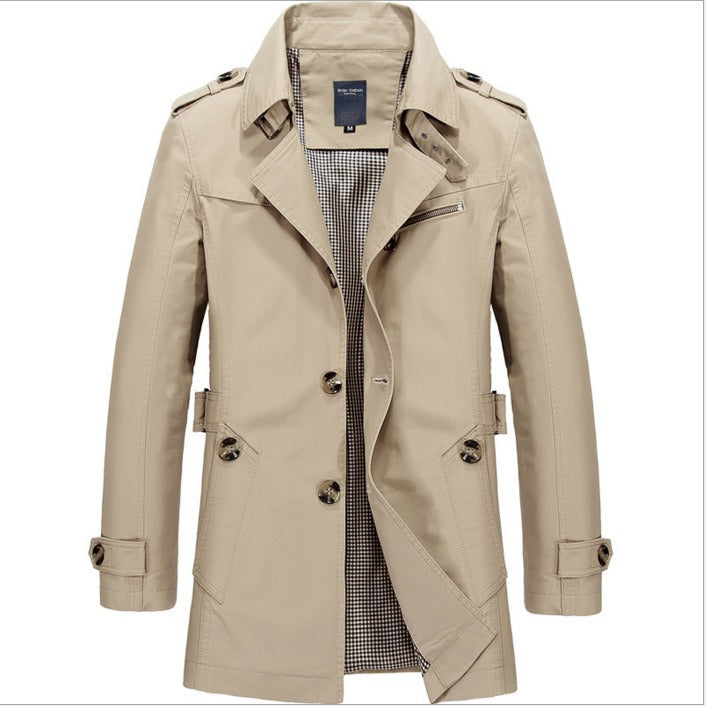 Trench-coat long imperméable à double boutonnage pour hommes - Miles