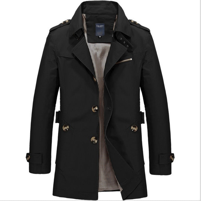 Trench-coat long imperméable à double boutonnage pour hommes - Miles