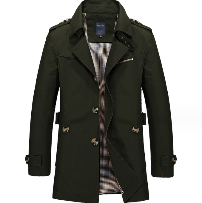 Trench-coat long imperméable à double boutonnage pour hommes - Miles
