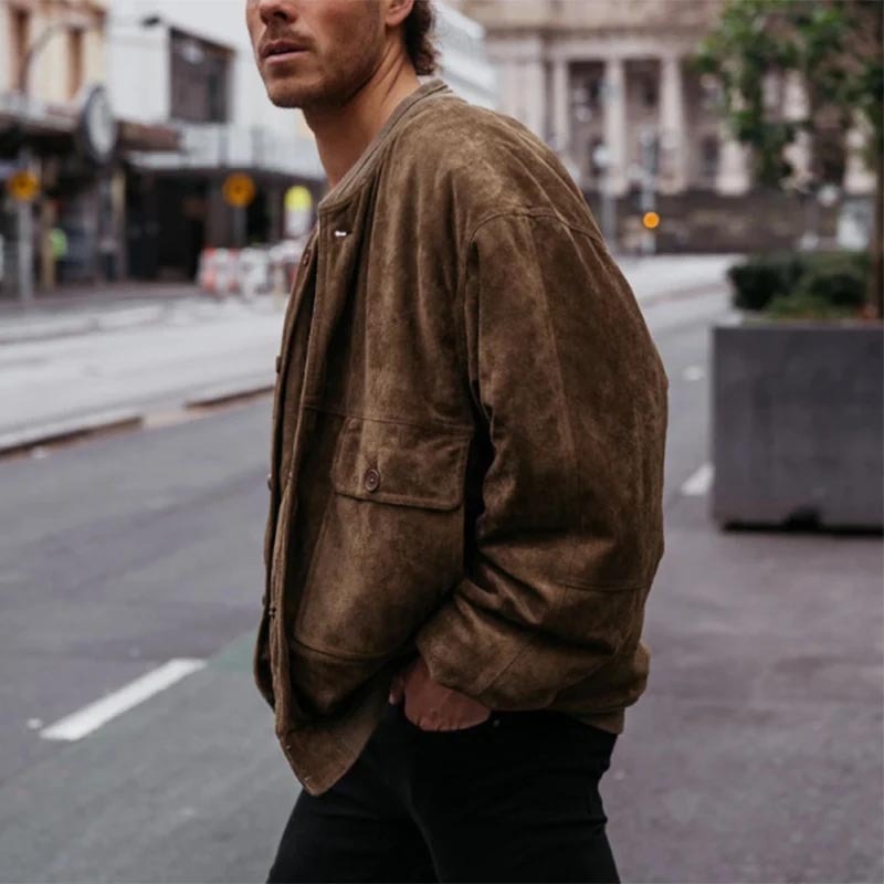 Veste vintage à poches en daim pour homme - Remy