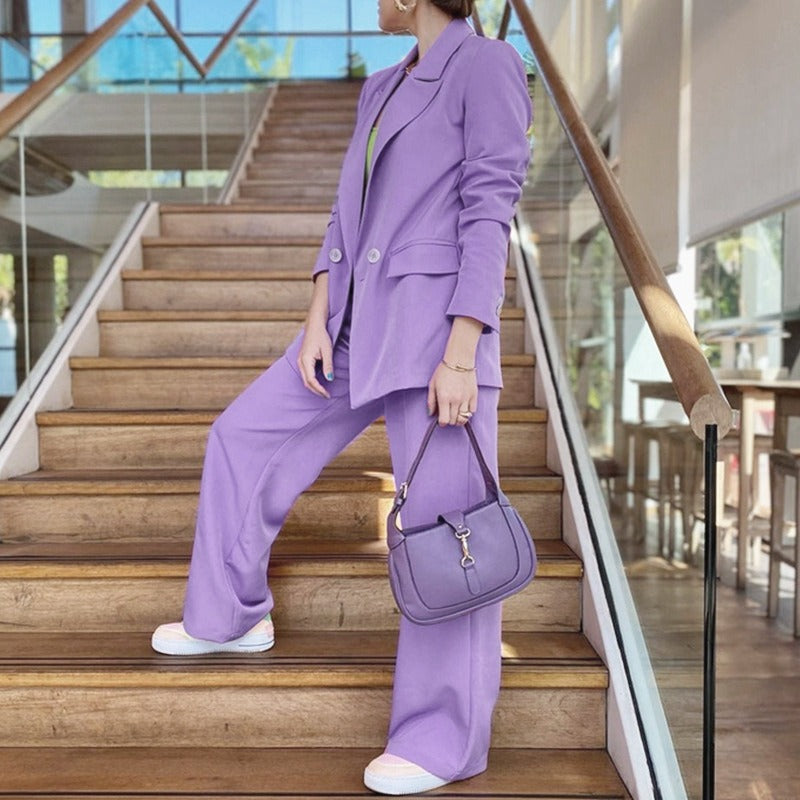 Ensemble pantalon à jambes larges style blazer pour femmes - Venise