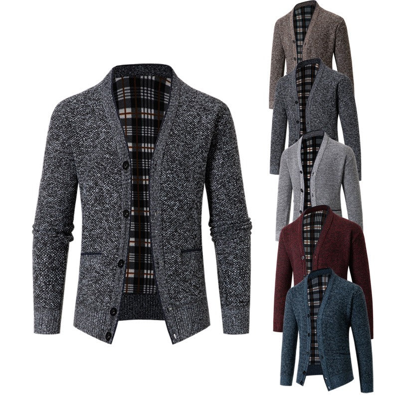 Cardigan tricoté doublé écossais pour hommes, style décontracté - Morten