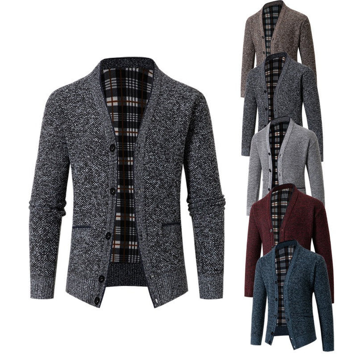 Cardigan tricoté doublé écossais pour hommes, style décontracté - Morten