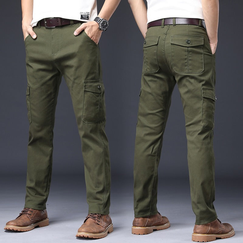Pantalon cargo droit en coton stretch pour hommes - Lucas