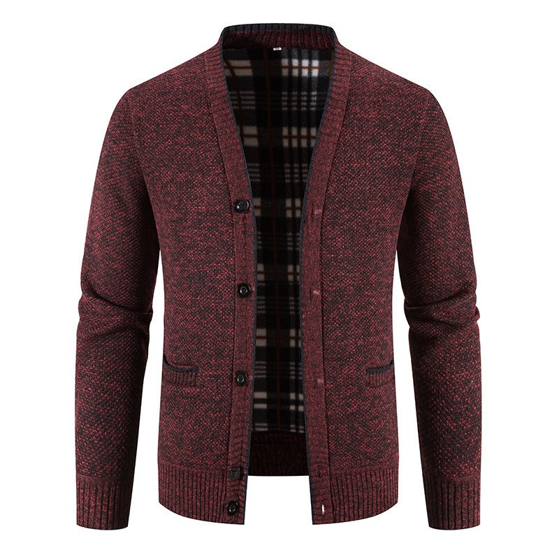 Cardigan tricoté doublé écossais pour hommes, style décontracté - Morten