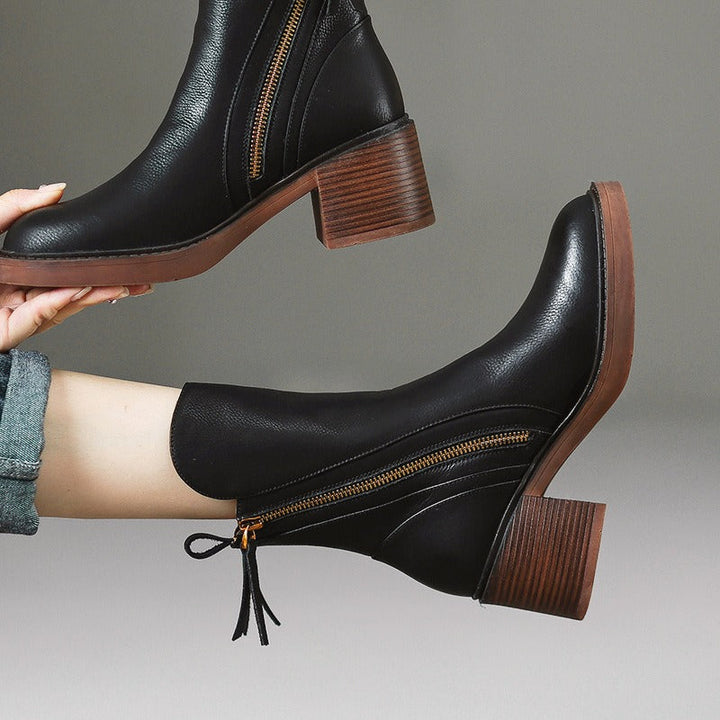 Bottines à plateforme haute pour femmes avec fermeture éclair sur le côté, style moderne - Grega