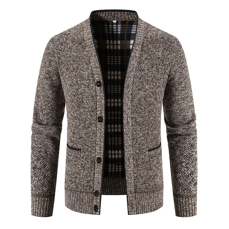 Cardigan tricoté doublé écossais pour hommes, style décontracté - Morten