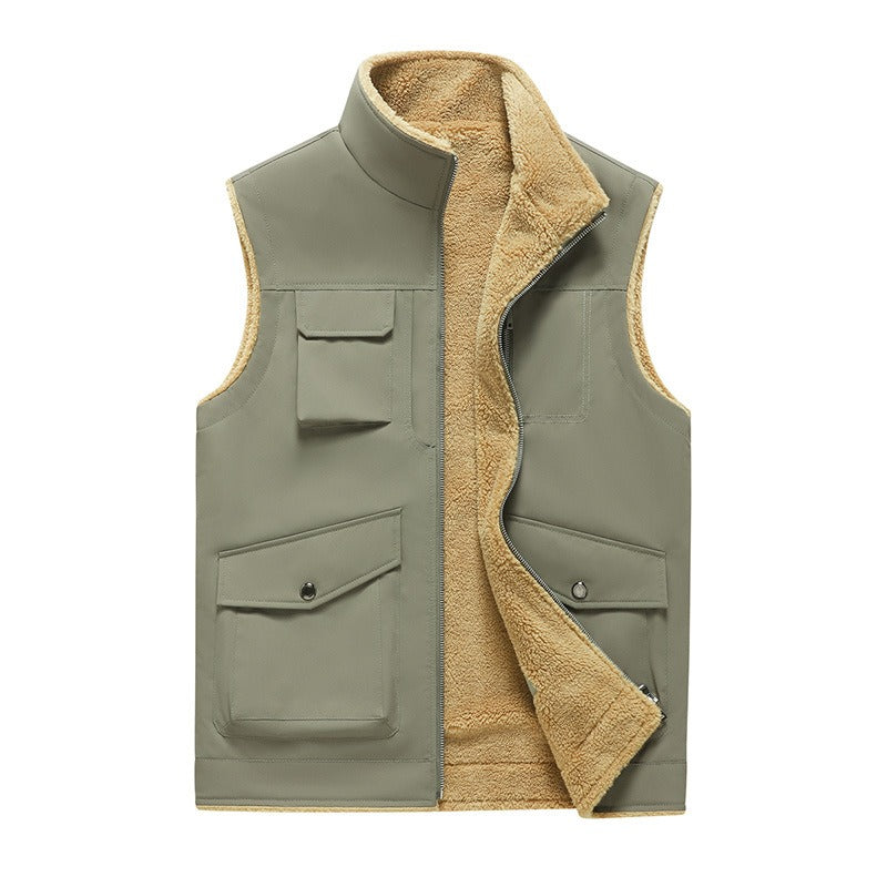 Gilet multi-poches pour hommes, doublé en polaire, style outdoor - Owen
