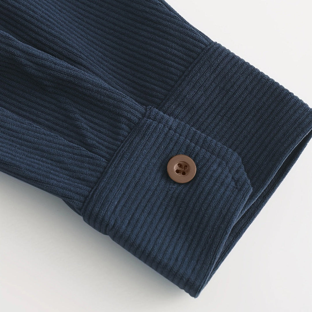 Surchemise en velours côtelé pour hommes avec poches décontractées sur le devant - Rian