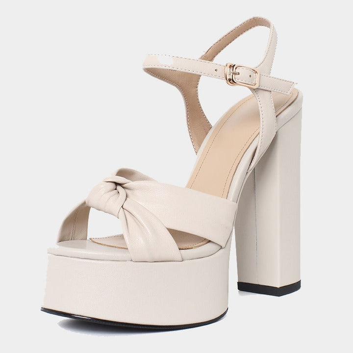 Sandales à plateforme pour femmes en cuir synthétique avec design noué - Mireille