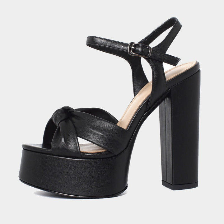Sandales à plateforme pour femmes en cuir synthétique avec design noué - Mireille