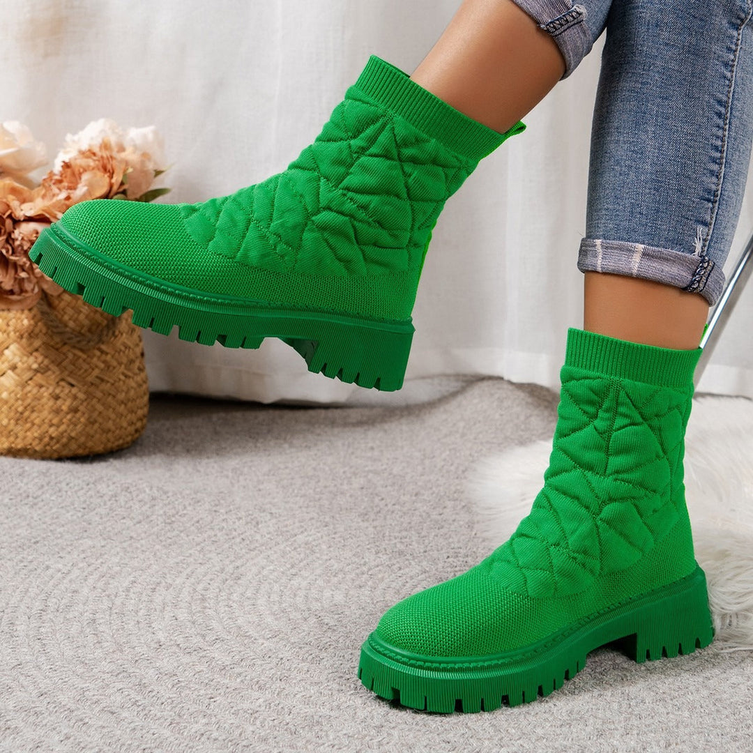 Bottes pour femmes en tissu matelassé avec semelle de marche de style urbain - Kaela