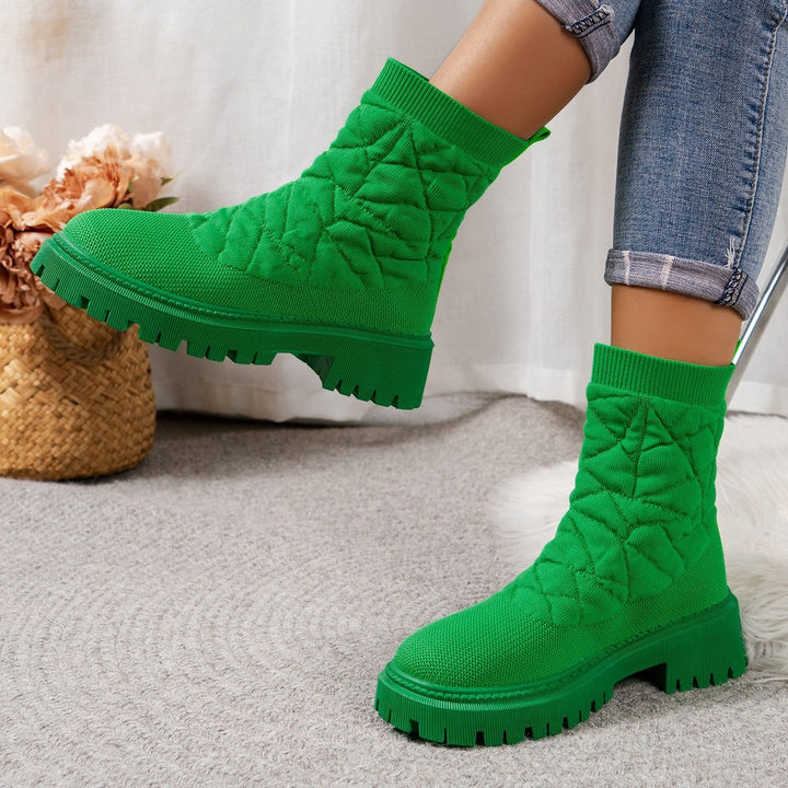 Bottes pour femmes en tissu matelassé avec semelle de marche de style urbain - Kaela