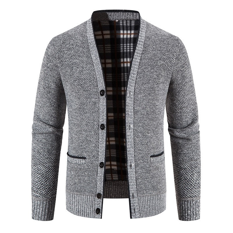 Cardigan tricoté doublé écossais pour hommes, style décontracté - Morten