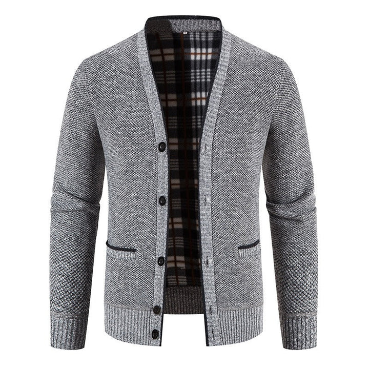 Cardigan tricoté doublé écossais pour hommes, style décontracté - Morten