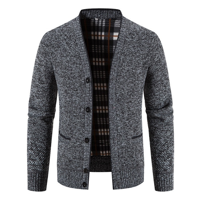 Cardigan tricoté doublé écossais pour hommes, style décontracté - Morten