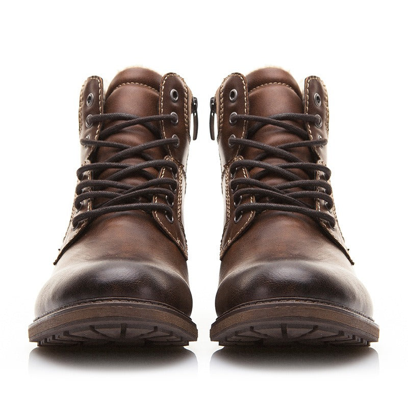 Bottes en cuir pour hommes avec surpiqûres renforcées style décontracté - Virgil
